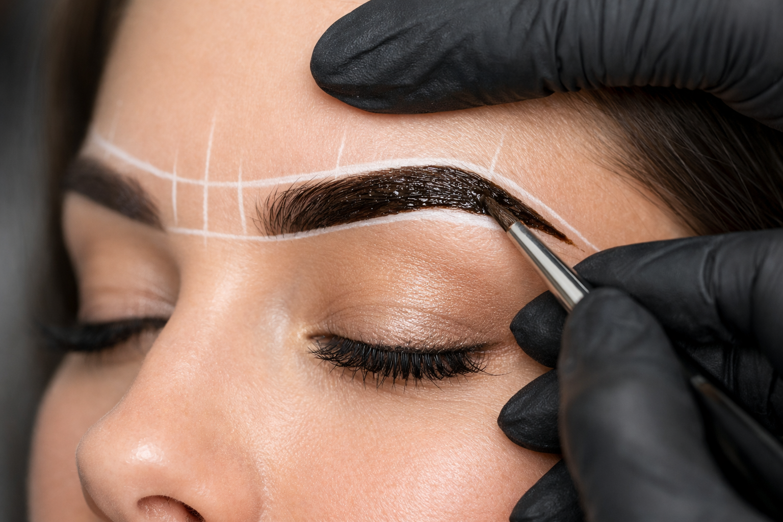 Design de sobrancelha com mapeamento facial